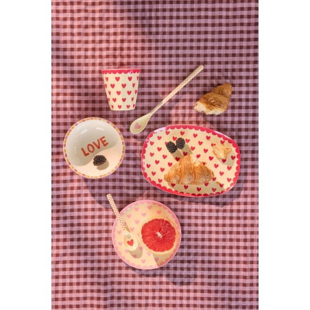 Petite assiette rectangulaire | Coeurs rouges - Rice