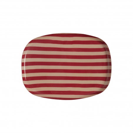 Plateau Coffee 25 cm | Rayures Bordeaux - Bonheur du jour