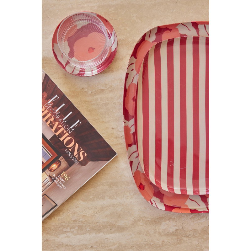 Plateau Coffee 25 cm | Rayures Bordeaux