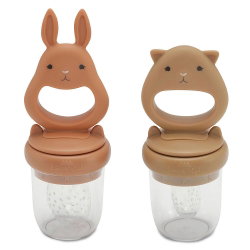 2 tétines grignoteuses lapin | Amande et terracotta - Konges Slojd