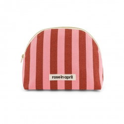 Trousse de toilette Margaux | Rayures brique/rose