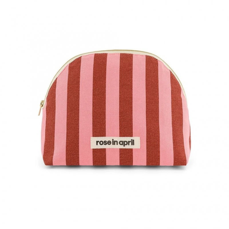 Trousse de toilette Margaux | Rayures brique/rose