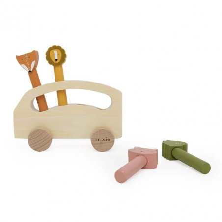 Bus en bois avec animaux pop-up - Trixie