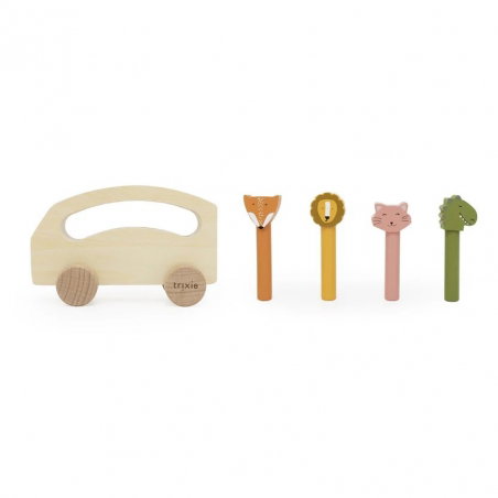 Bus en bois avec animaux pop-up - Trixie