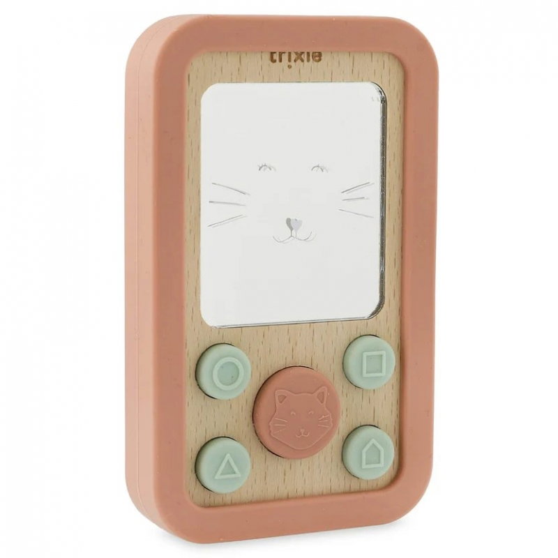 Téléphone bébé en silicone et bois - Mrs. Cat