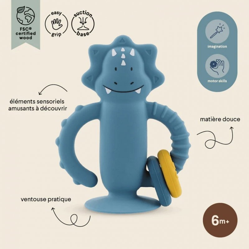 Jouet sensoriel en silicone avec ventouse | Mr. Triceratops