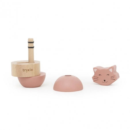 Jouet d’empilage avec hochet en bois | Mrs. Cat - Trixie