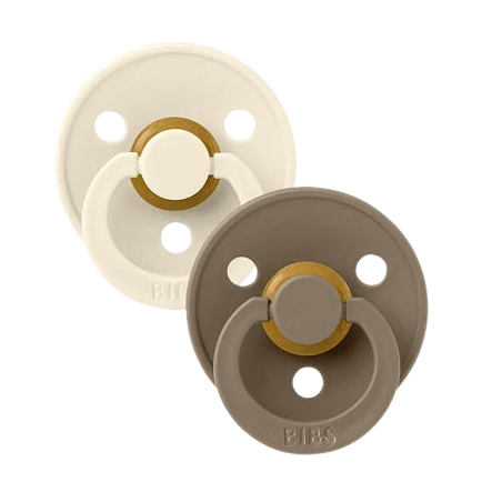 2 Tétines rondes colour | Ivoire-Marron - Bibs