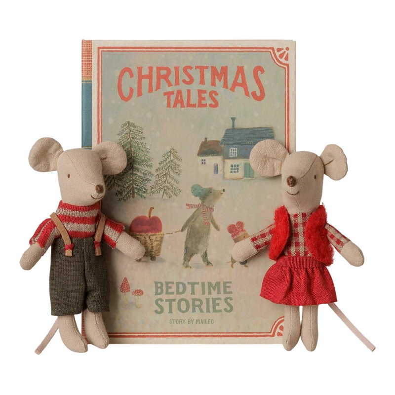 Jumeaux souris de Noël | Petite soeur et petit frère dans leur coffret livre