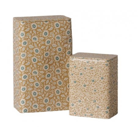 Set de boîtes en métal | Fleurs ocre/bleu - Maileg