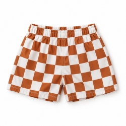 Short de bain | Damier caramel