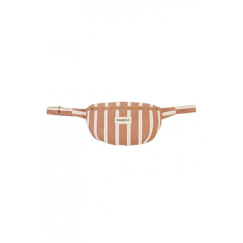 Sac banane en coton | Rayures noisettes
