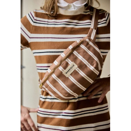 Sac banane en coton | Rayures noisettes - Gabrielle Paris