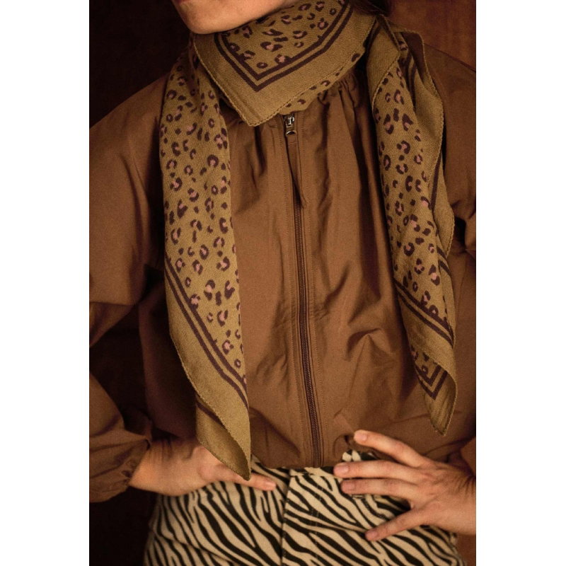 Foulard en laine | Léopard ambre