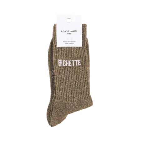 Chaussettes Paillettes | Marron Bichette - Félicie Aussi