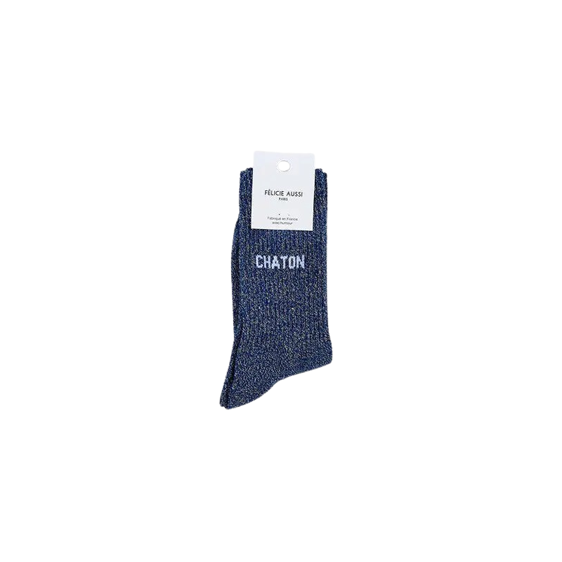 Chaussettes Paillettes | Bleu Chaton