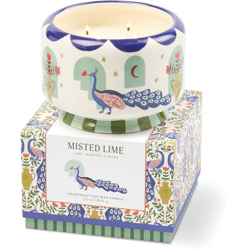 Bougie céramique peacock 4 mèches | Misted lime