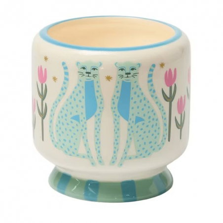 Bougie céramique 1 mèche Blue cheetahs | Linen & Orris - Paddywax