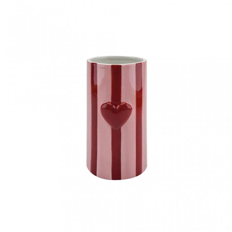 Vase rayure | Coeur rouge