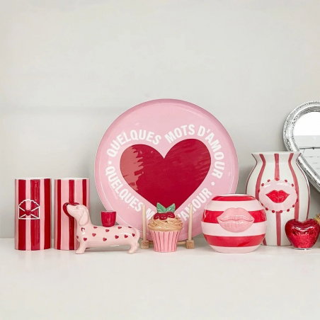 Vase rayure | Coeur rouge - Opjet