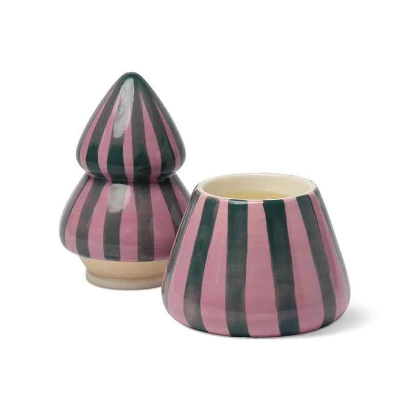 Bougie céramique sapin Pink/green | Cinnamon & clove