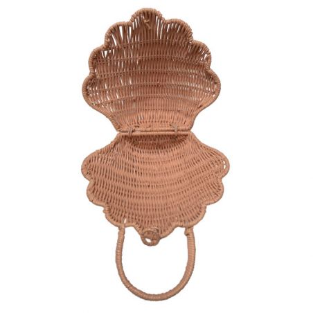 Panier osier coquillage Rose ouvert Panier osier coquillage Rose ouvert