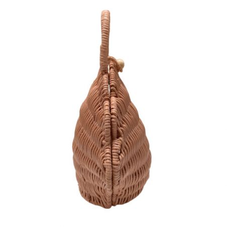 Panier osier coquillage Rose vu de profil Panier osier coquillage Rose vu de profil