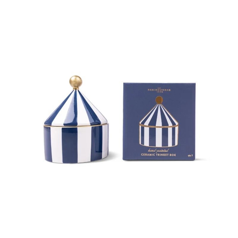 Boîte à bijoux en céramique | Navy stripe