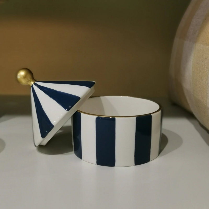 Boîte à bijoux en céramique | Navy stripe