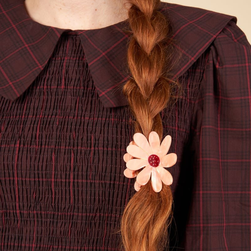 Grande pince à cheveux | Fleur rose