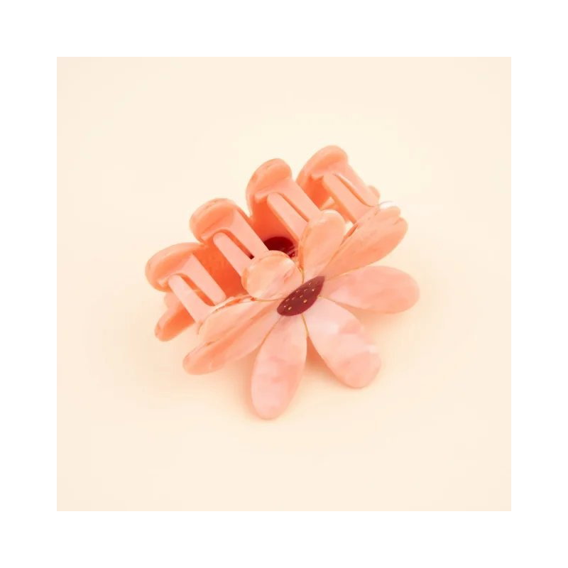 Grande pince à cheveux | Fleur rose