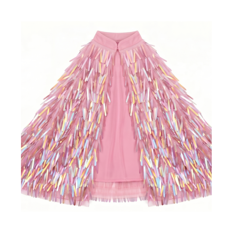 Cape holographique à franges | Rose
