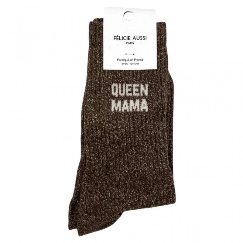 Chaussettes Paillettes Marron | Queen Mama