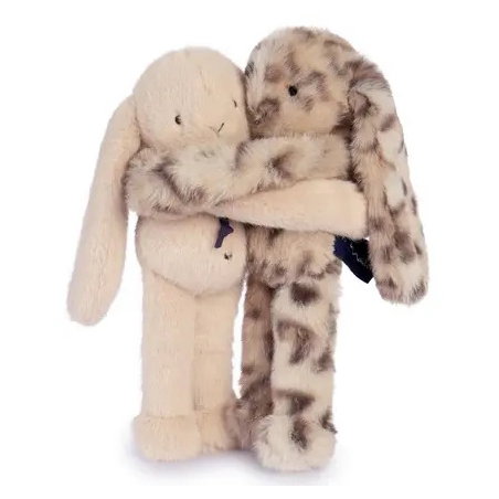 Câlin de poche Duo Lapins 22 cm | Beige/Léo