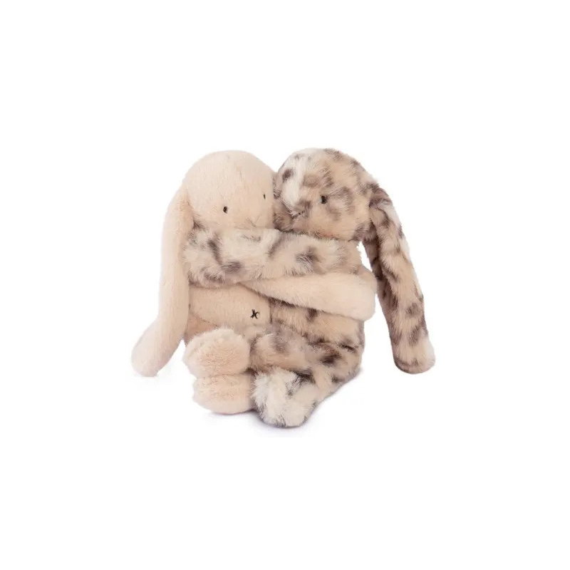 Câlin de poche Duo Lapins 22 cm | Beige/Léo
