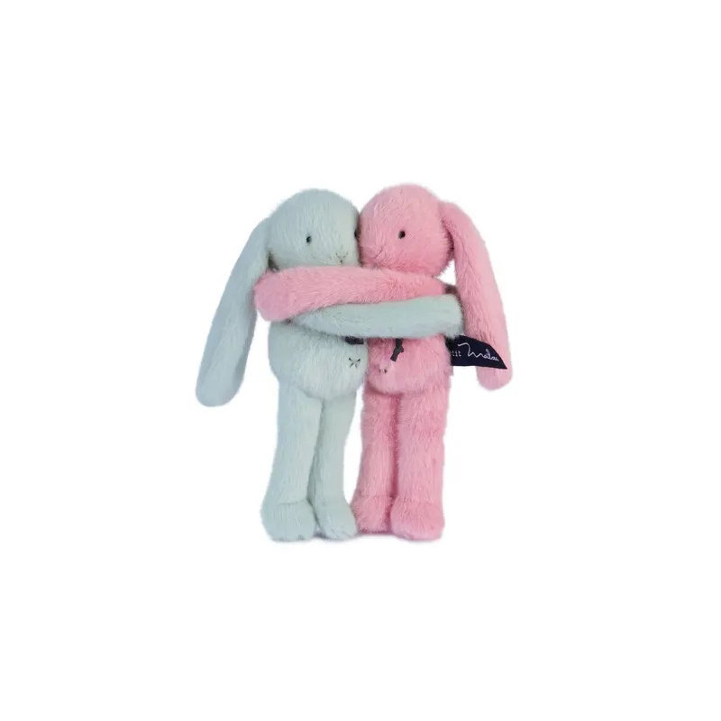 Câlin de poche Duo Lapins 22 cm | Céladon / Rosée