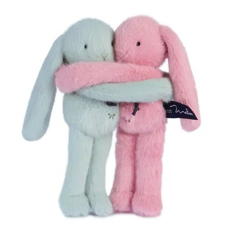 Câlin de poche Duo Lapins 22 cm | Céladon / Rosée