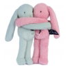 Câlin de poche Duo Lapins 22 cm | Céladon / Rosée