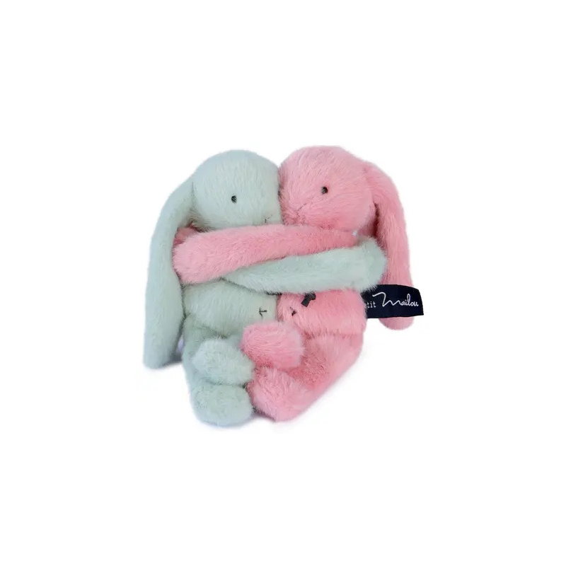 Câlin de poche Duo Lapins 22 cm | Céladon / Rosée