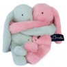 Câlin de poche Duo Lapins 22 cm | Céladon / Rosée