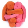 Câlin de poche Duo Lapins 22 cm | Potiron / Corail