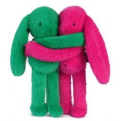 Câlin de poche Duo Lapins 22 cm | Vert-Fuchsia - Mailou