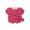 Babies - Barboteuse à collerette Eva et son headband en flanelle vichy cerise