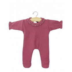 Babies - Dors bien Camille en maille côtelée framboise avec dentelle - Minikane
