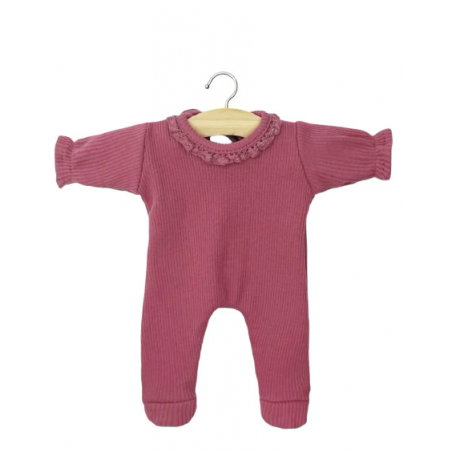 Babies - Dors bien Camille en maille côtelée framboise avec dentelle - Minikane