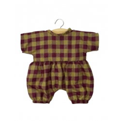 Babies - Barboteuse Noa et son béguin en flanelle Vichy olive - Minikane