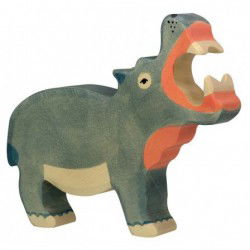 Hippopotame en bois bouche...