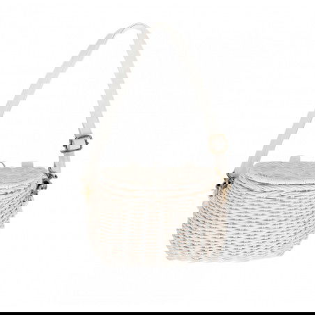 Panier à vélo enfant en rotin blanc Olliella avec sa sangle Panier à vélo enfant en rotin blanc Olliella avec sa sangle
