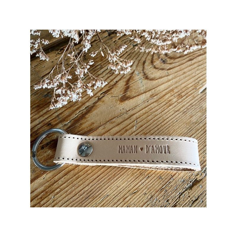 Porte clefs en cuir | Maman d'amour par Marcel 