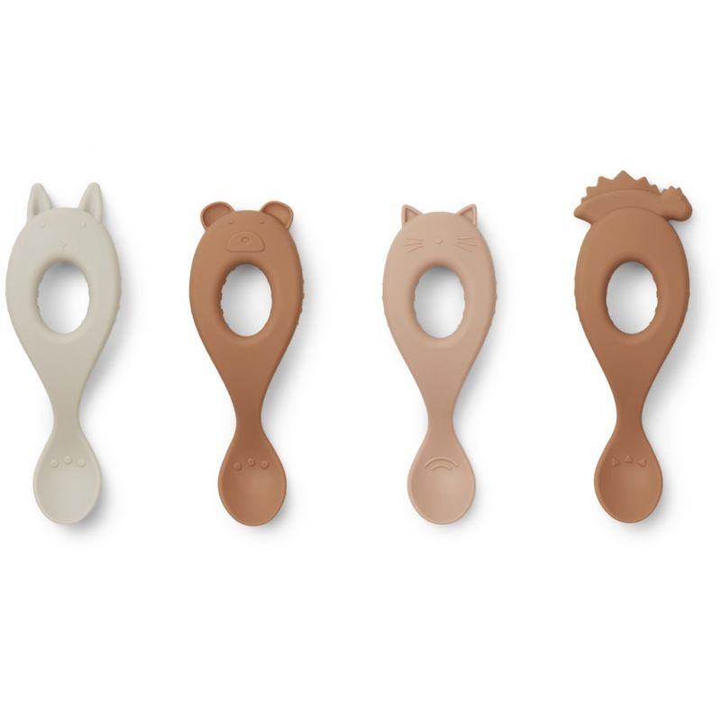 4 Cuillères silicone | Rose et gris par Liewood